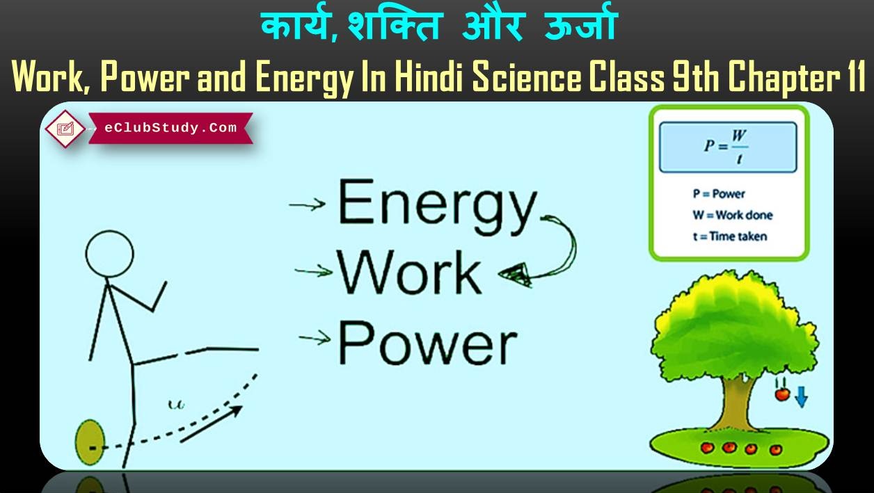 Work Power and Energy In Hindi Science Class 9th Chapter 11